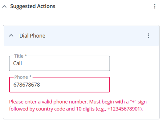 invalid phone number error